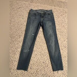 JET by John Eshaya Distressed Slim Straight Jeans - Bolt Pocket - Size 6